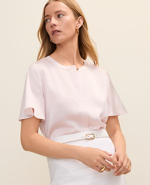 Flutter Sleeve Top in Satin