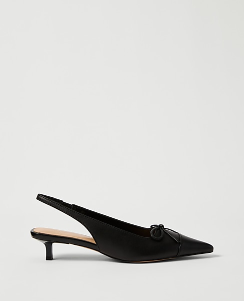 Leather Bow Slingback Pump