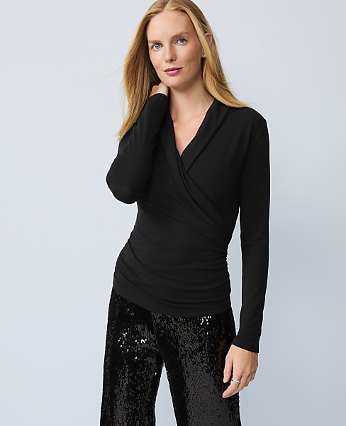 Shawl Collar Wrap Top