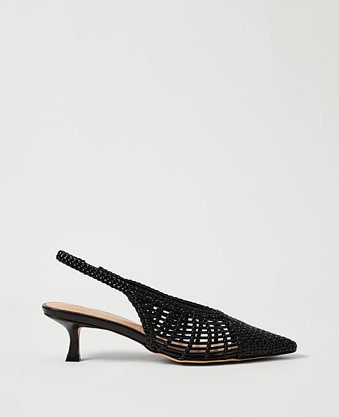 Woven Nip Toe Slingback Pump