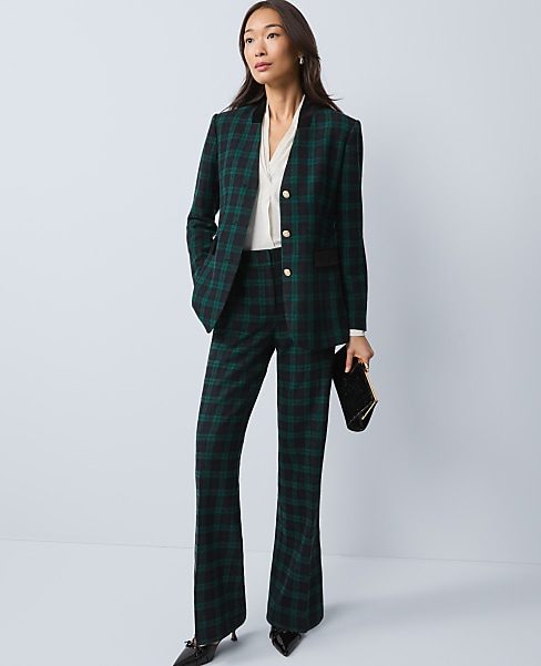 The Petite Jayne Trouser in Plaid - Rainforest