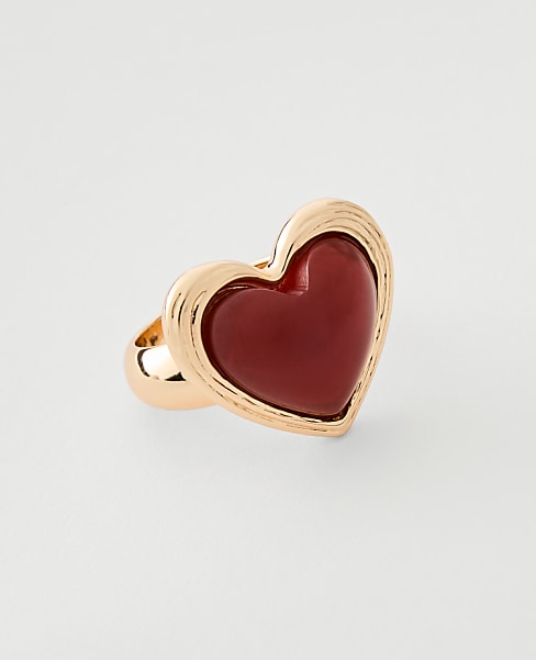 Metal Stone Heart Ring