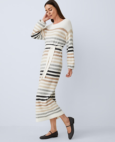 Weekend Striped Midi Sweater Dress