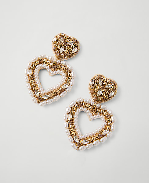 Pearlized Heart Drop Earrings