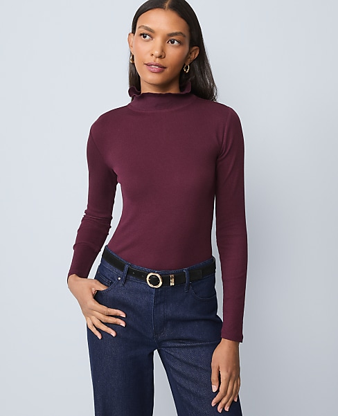 Weekend Ruffle Mock Neck Top