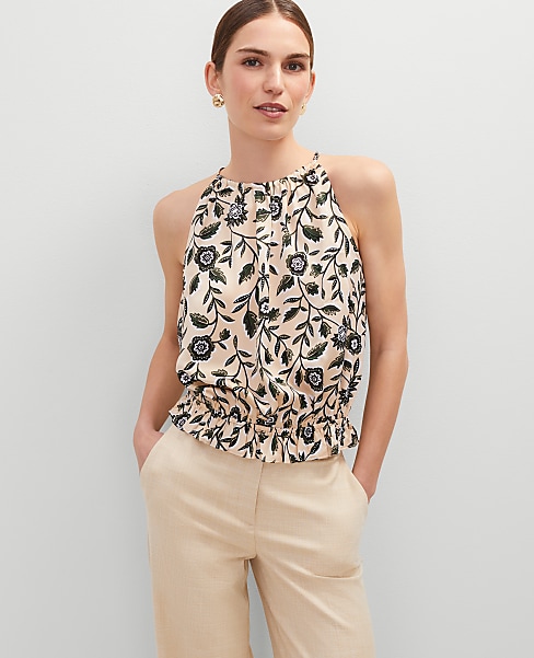 Floral Shirred Tank Top