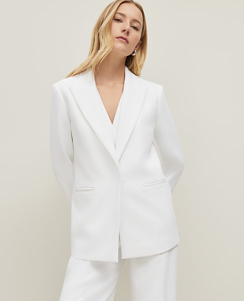 The Petite Belted Blazer in Textured Crepe