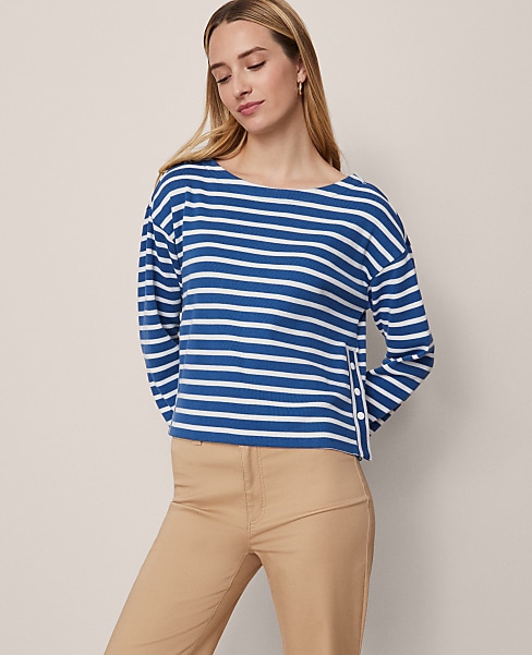 Weekend Striped Crew Neck Top - Deep Waters