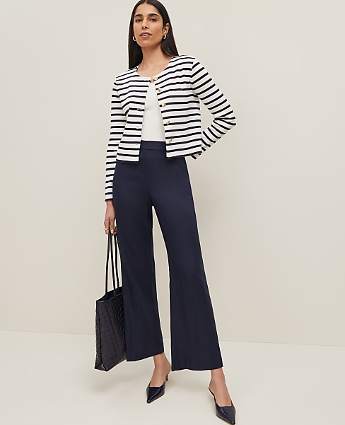 The Petite Flare Ankle Pant in Linen Blend