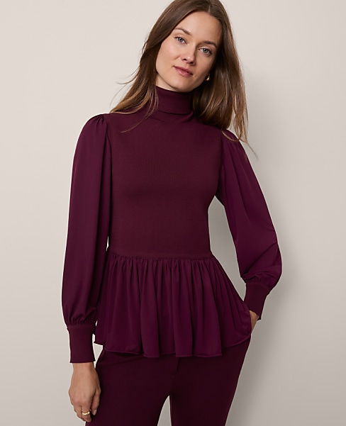 Mixed Media Turtleneck Sweater