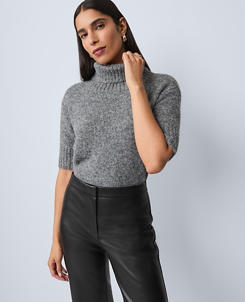 Turtleneck Elbow Sleeve Sweater Tee