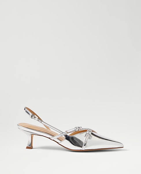 Strappy Pointy Toe Metallic Pump
