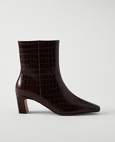 Croco Skinny Heel Bootie