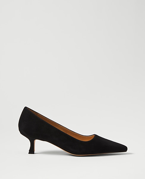 Suede Nip Toe Kitten Heel Pump