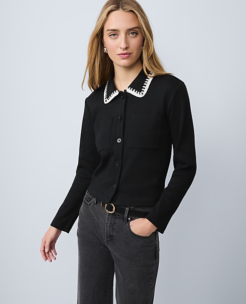 Weekend Crochet Trim Knit Jacket