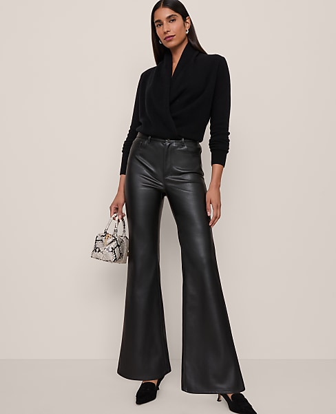 The Petite Faux Leather Flare Pant