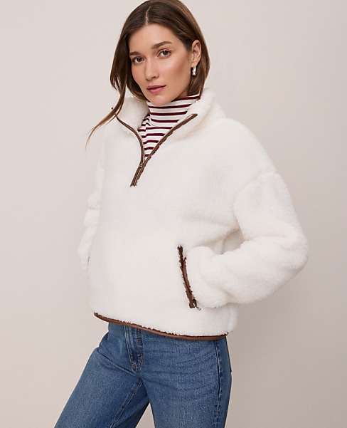 Petite Weekend Half-Zip Sherpa Pullover