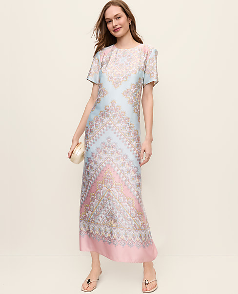 Satin Paisley Maxi Dress
