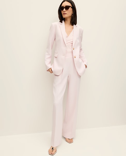 The Side Zip Wide-Leg Pant in Textured Crepe