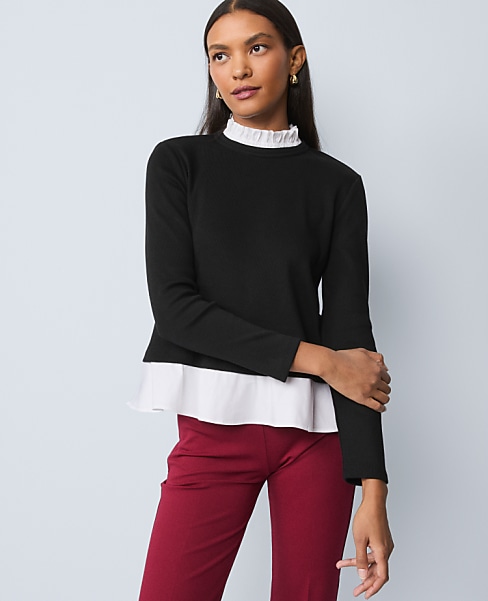 Weekend Ruffle Mix Media Top