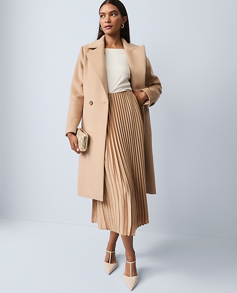 Petite Satin Pleated Midi Skirt