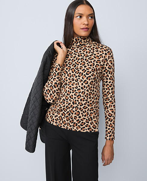 Weekend Animal Print Turtleneck Top