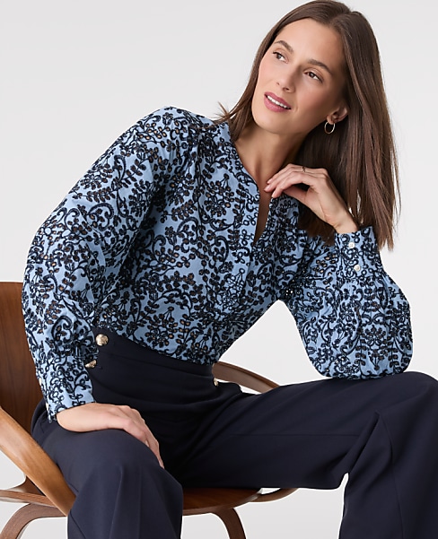 Petite Embroidered Floral Blouse