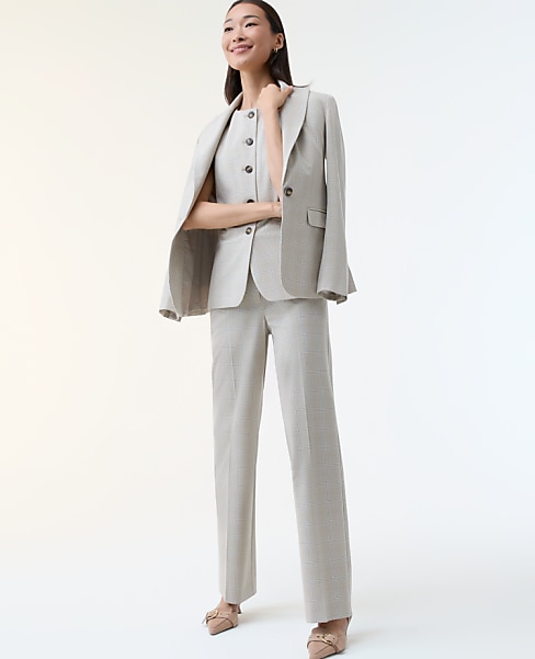 The Petite Straight Trouser in Plaid