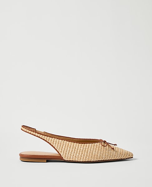 Weekend Straw Bow Slingback Flat