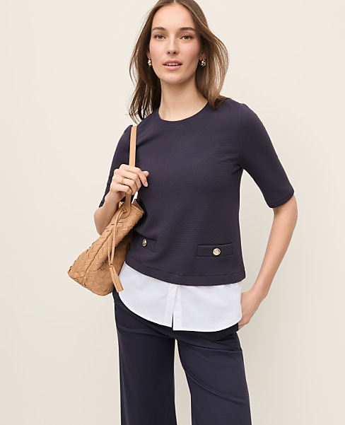 Petite Layered Mixed Media Top