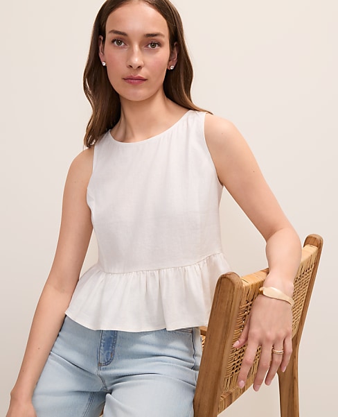 Peplum Top in Linen Blend