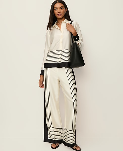 The Petite Pleated Satin Wide-Leg Pant