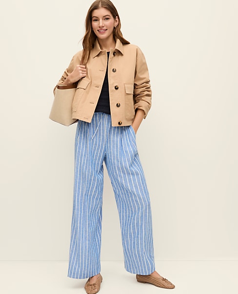 Weekend Striped Easy Fit Wide-Leg Pant