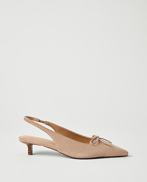 Suede Bow Kitten Heel Pump
