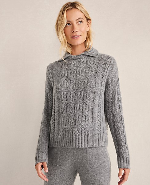 CASHMERE CABLE COLLARED PO