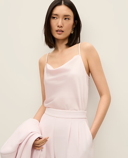Satin Cowl Neck Tank Top