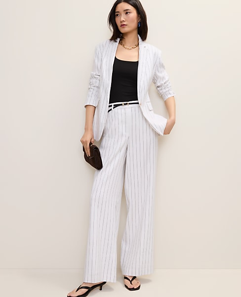 The Pinstripe Wide-Leg Pant in Linen Blend