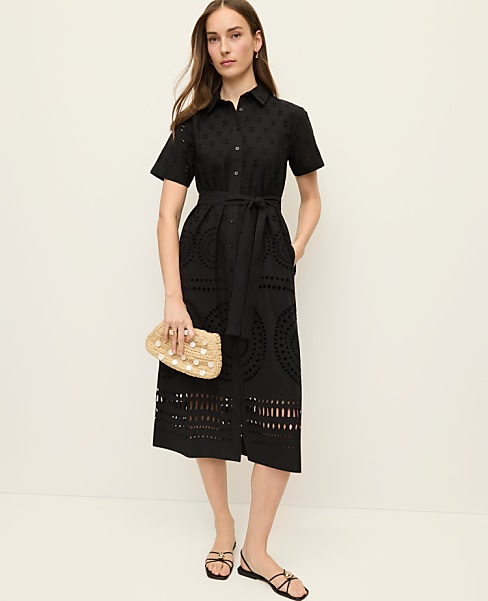 Midi Eyelet Shirtdress