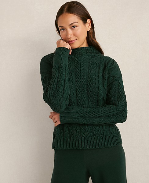 Haven Well Within Organic Cotton Cable Mock Neck Sweater