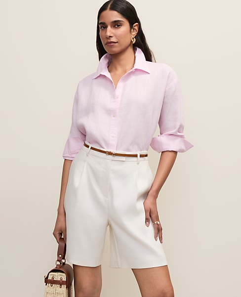 The Linen Button Down Shirt - Angelic Pink
