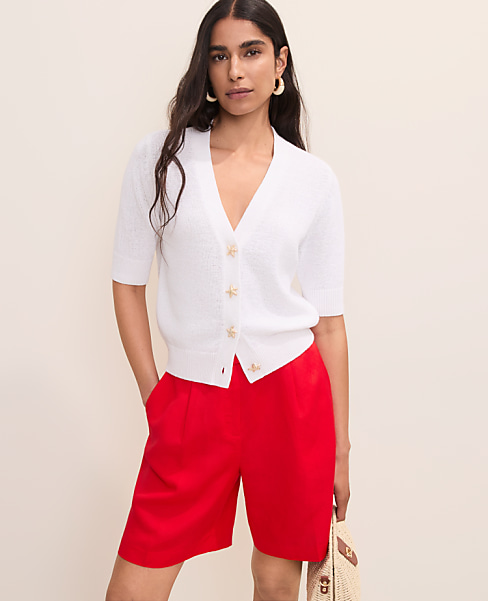 Starfish Button Elbow Sleeve Cardigan