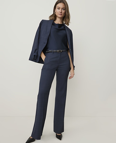The Petite Plaid High Rise Trouser