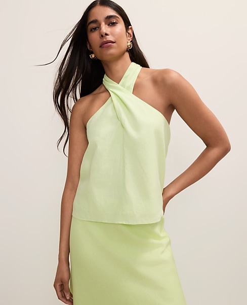 Twist Halter Top in Linen Blend