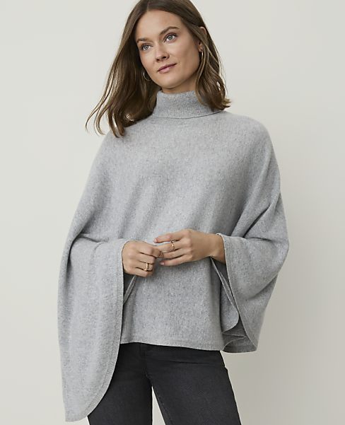 Cashmere Turtleneck Poncho Sweater
