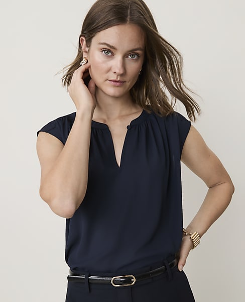 Mixed Media Keyhole Sleeveless Top