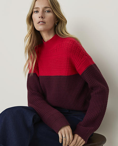 Colorblock Mixed Stitch Sweater