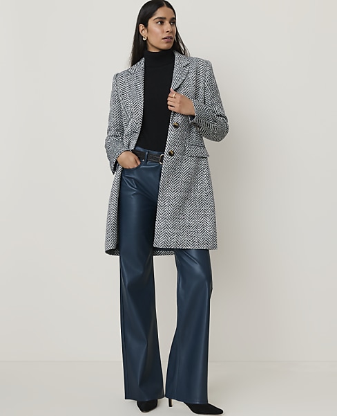 Petite Plaid Short Chesterfield Coat