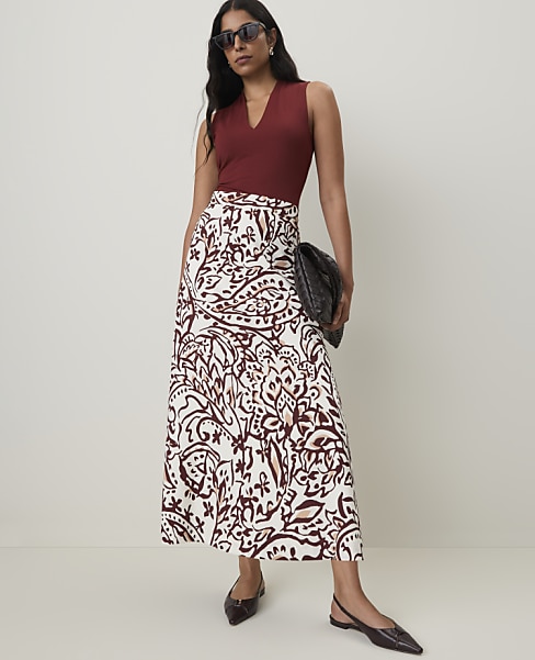 Paisley Maxi Skirt in Satin