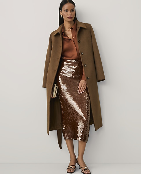 Petite Sequin Column Midi Skirt