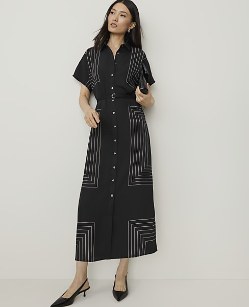 Geo Print Belted Shirtdress